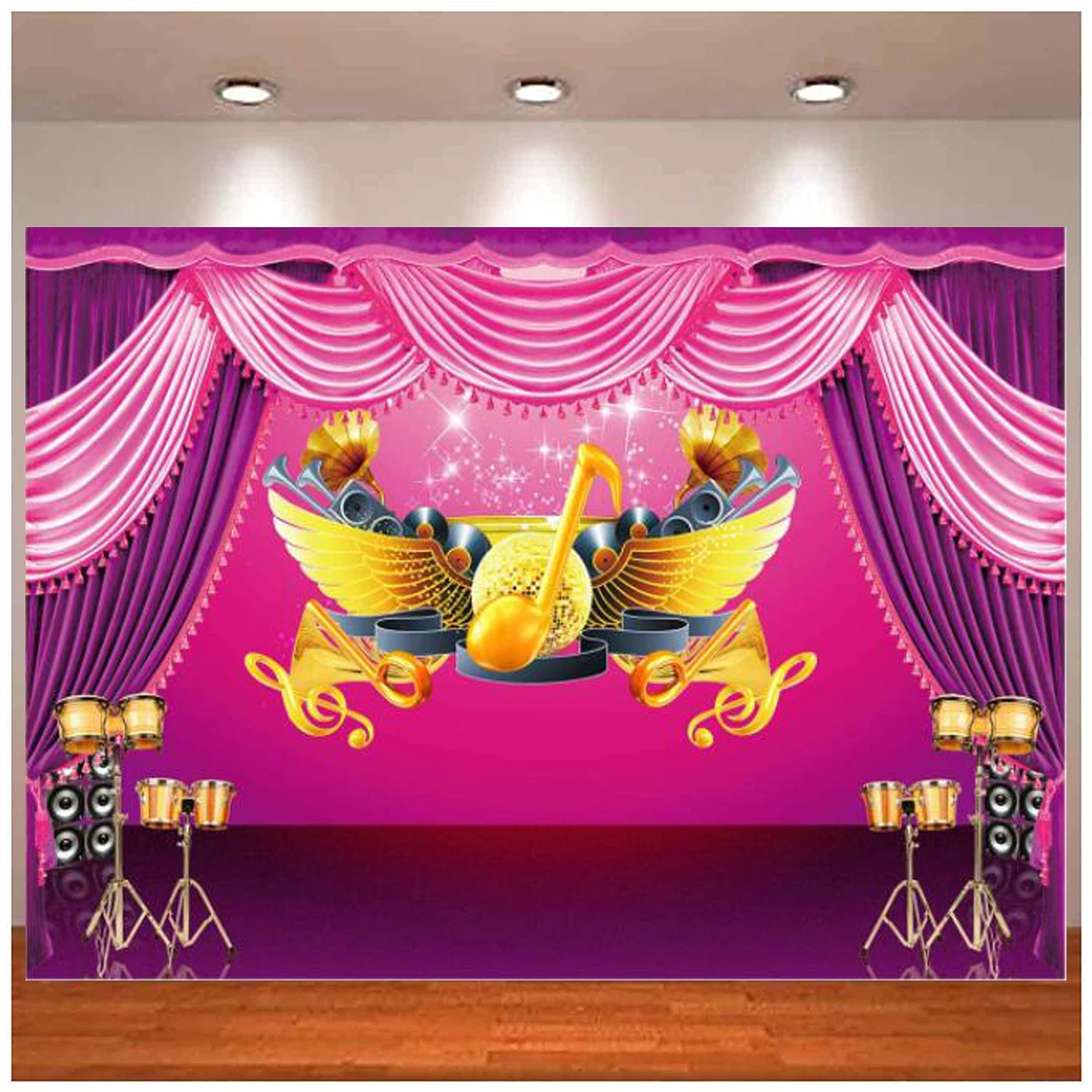 

Purple Stage Curtain Rock Music Photography Backdrop Hip Hop Concert KTV Events Portrait Photo Shooting Background Studio