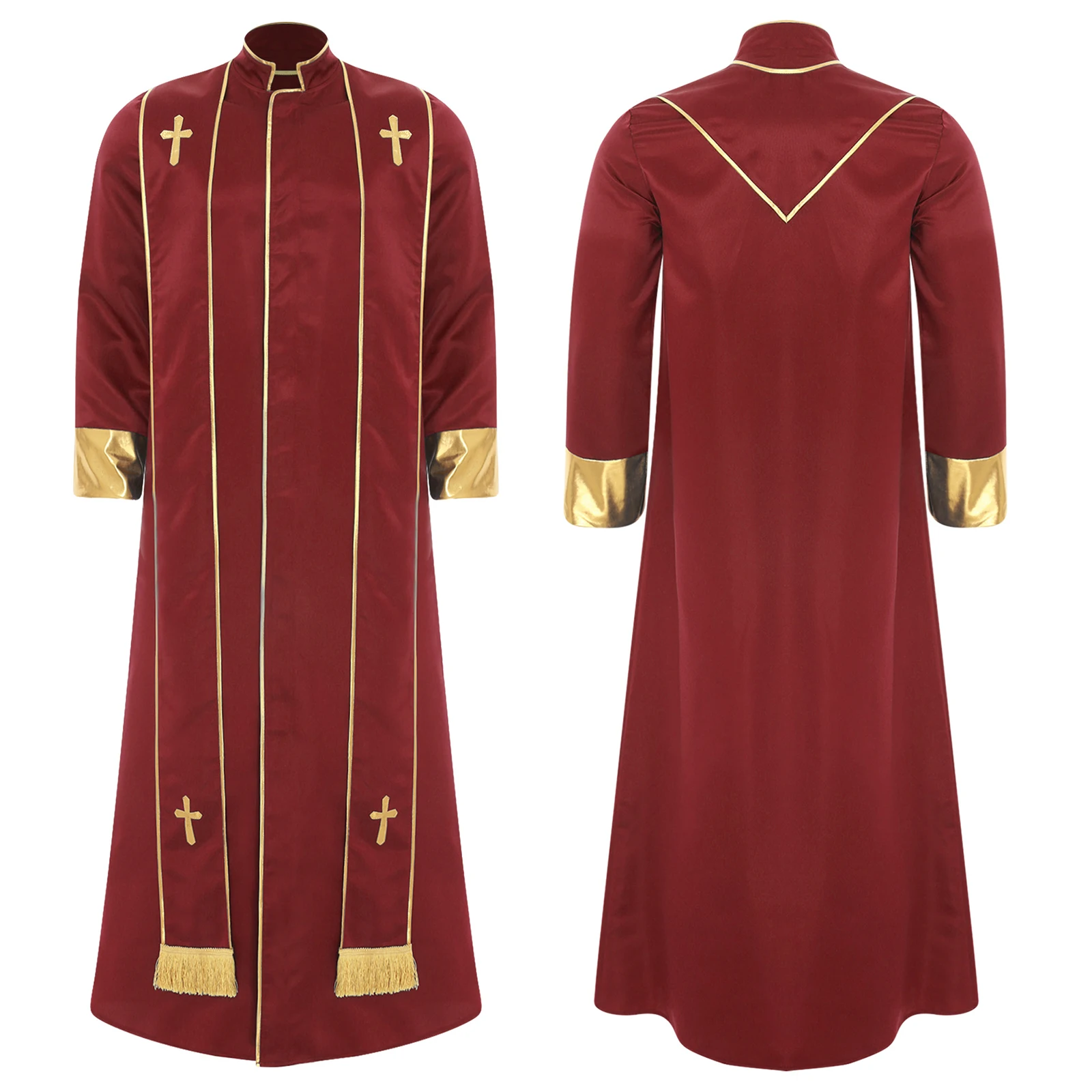 남성 천주교 사제 코스프레 의상 남성 사제복 예복 할로윈 파티 드레스업 사제 가운 종교 사제 의상