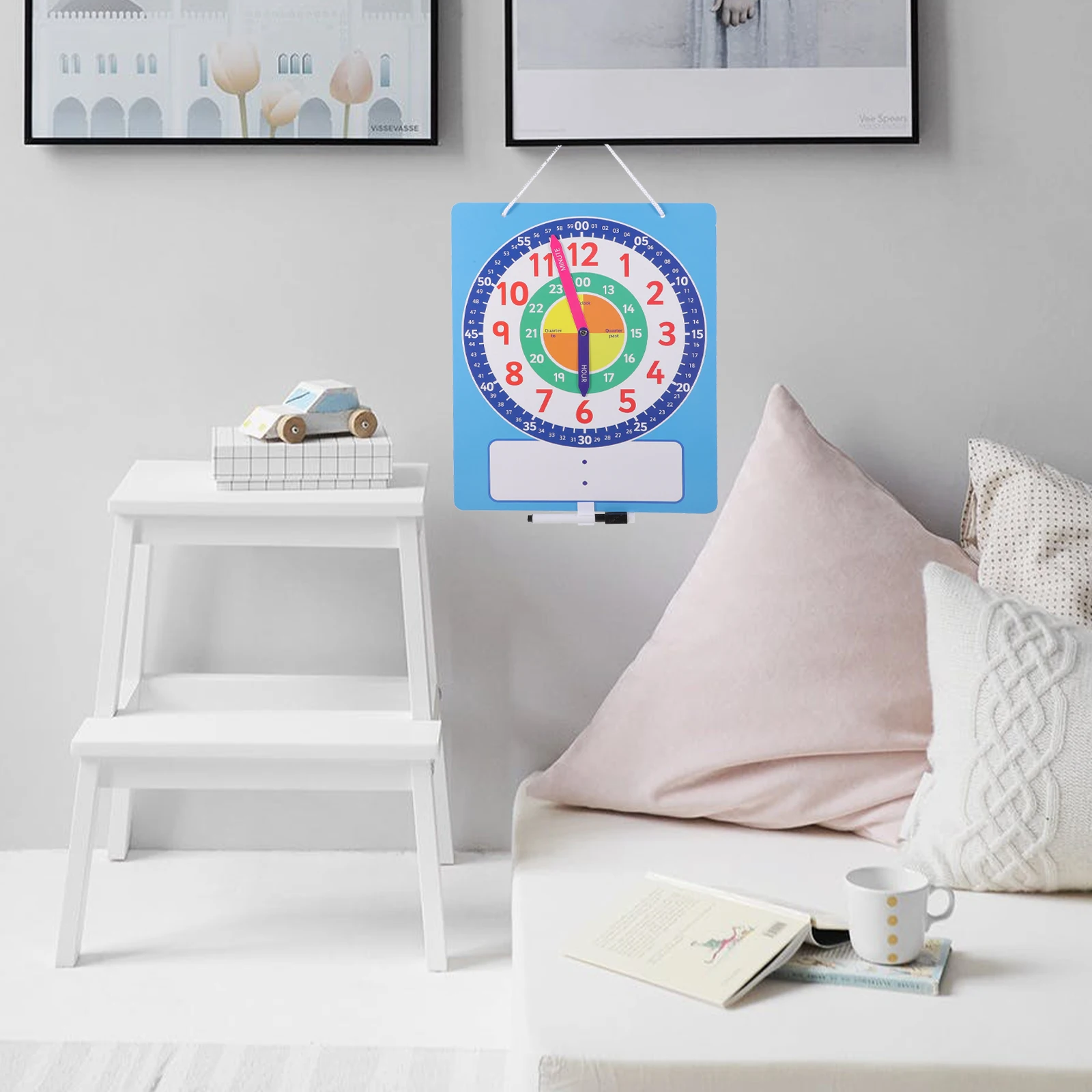 

1 Set Writable Dry Erase Clock Telling Time Teaching Tool Analog Digital Matching Educational Classroom Homeschooling Clock