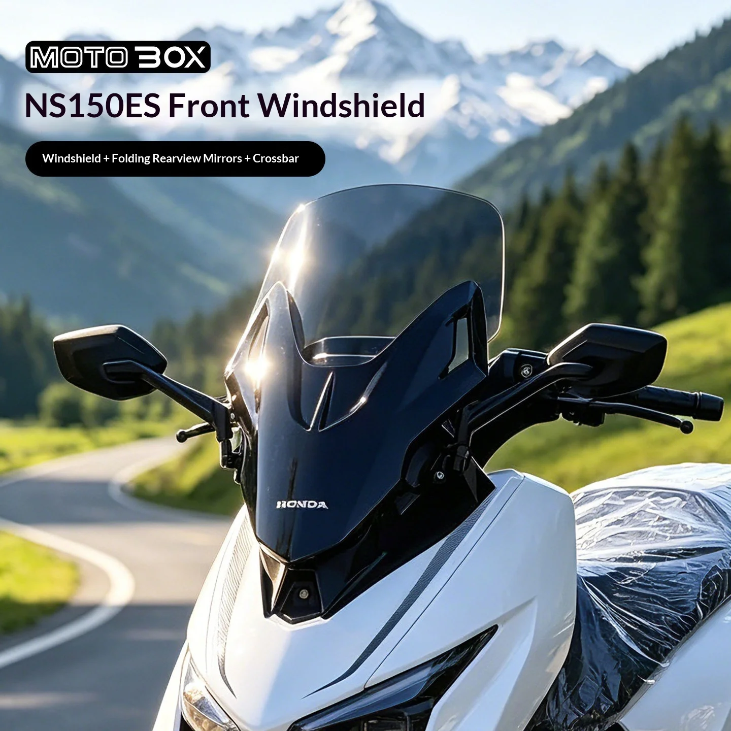 【Premium】For Honda NS150ES modified windshield, Fossa windshield, raised adjustable front windshield, and rearview mirrors moved