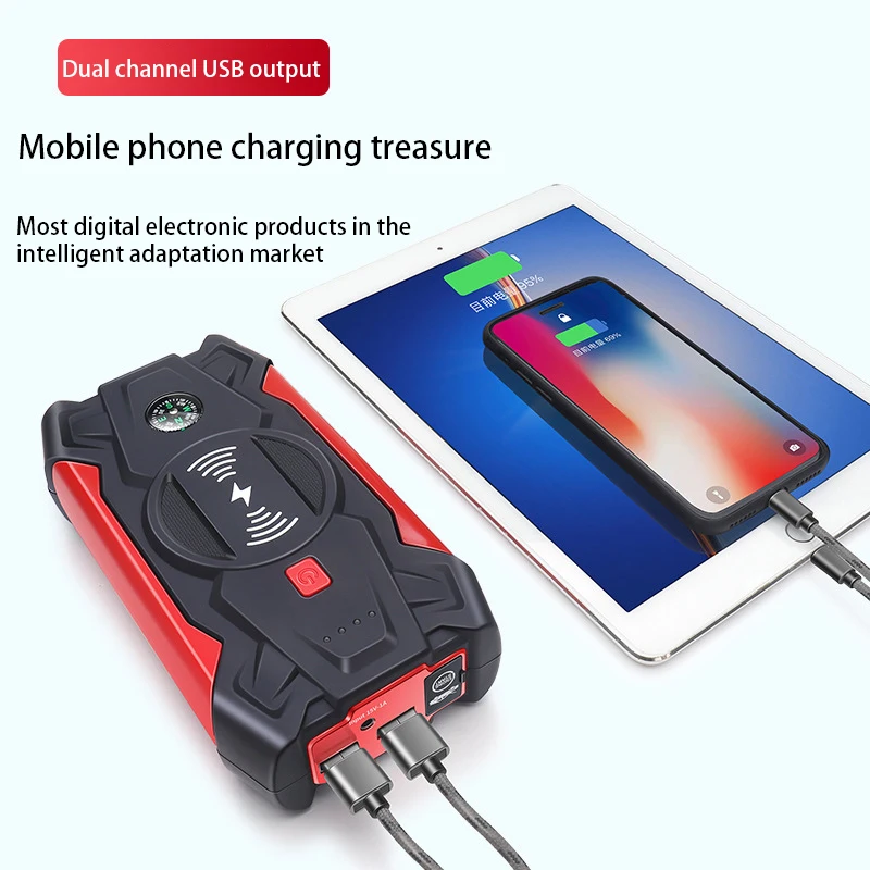 12V 99800mAh Car Jump Starter Power Booster Charger Starting Device Petrol Diesel Car Emergency Booster,With Wireless Charging