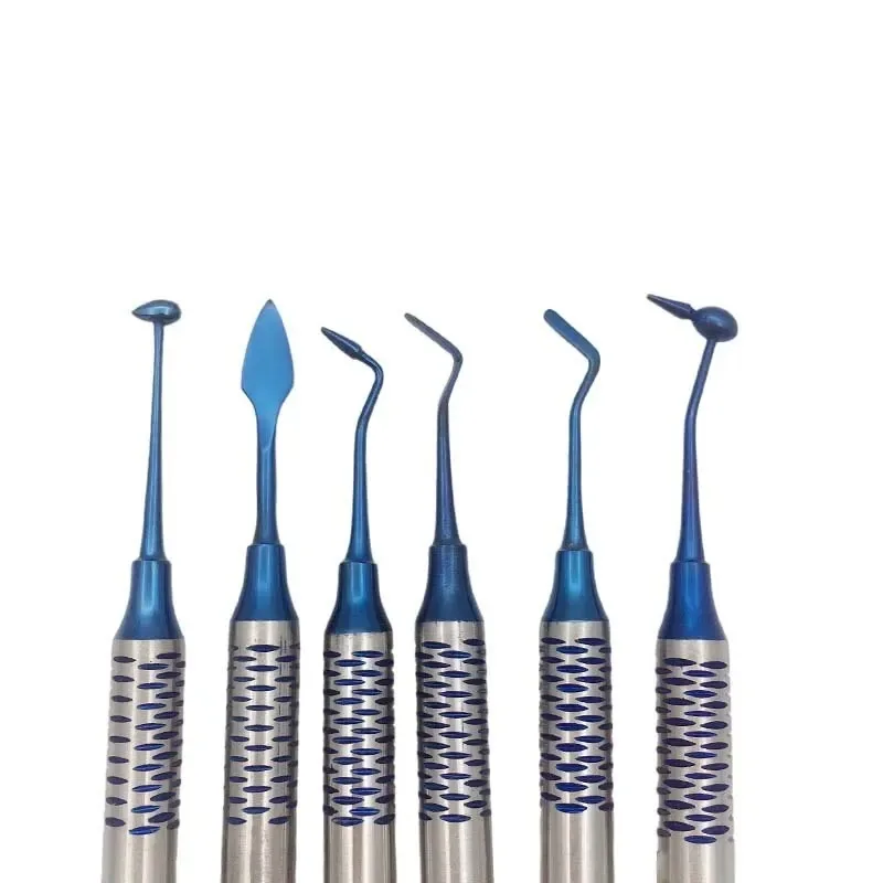 6Pcs Dental Composite Resin Filling Spatula Titanium Plated Head Resin Filler Set Thick Handle Restoration Set Dental Instrument