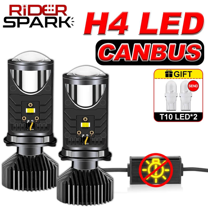 

2X Y6 Magnifying Glass H4 High and Low Beam Car Headlights Canbus Bi Led Projector Plug and Play Car Lights With HD Fisheye Lens