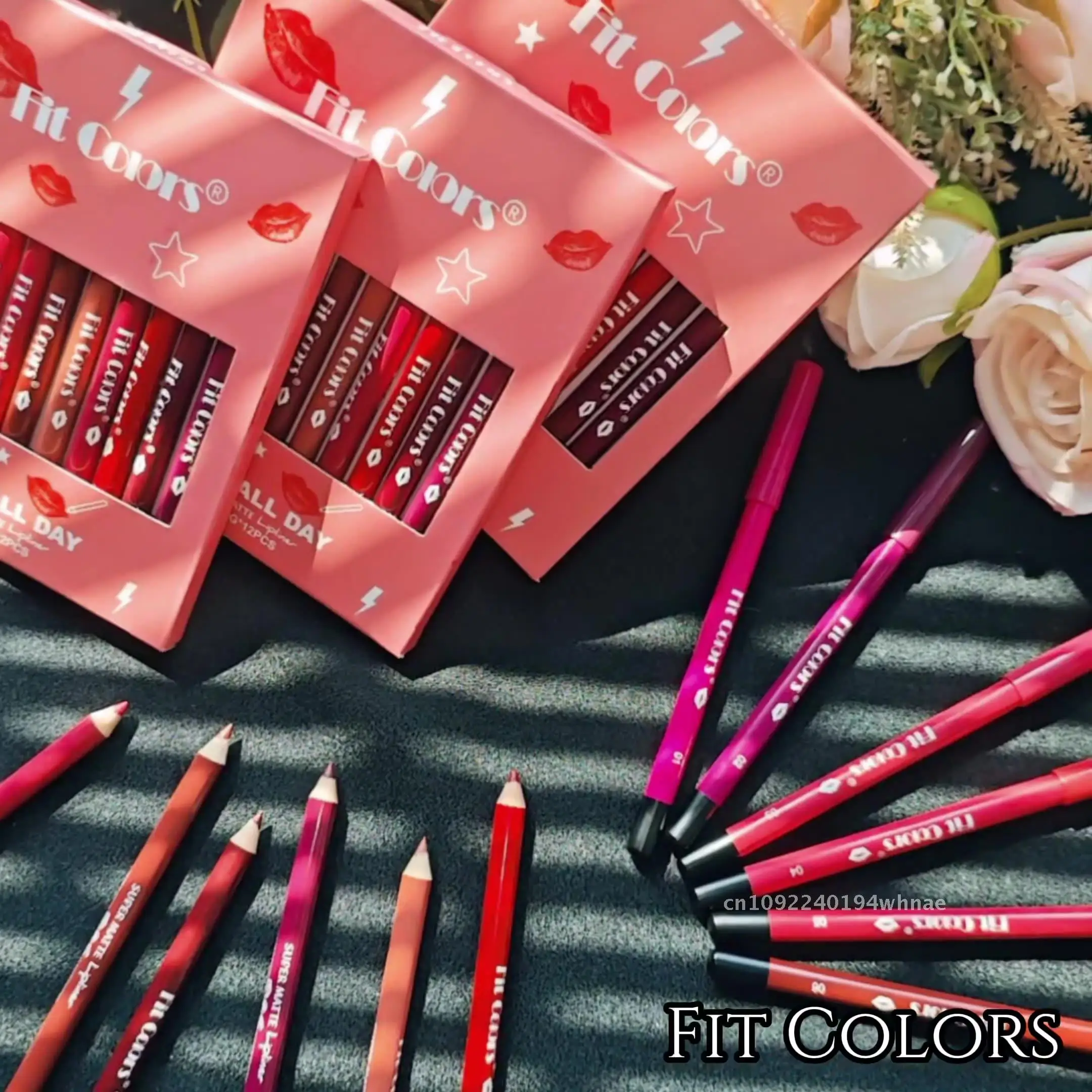 Fit Colors 12 colori Set di matite per labbra opache Impermeabile a lunga durata Facile da applicare Penna per contorno labbra durevole per tipi di pelle universali