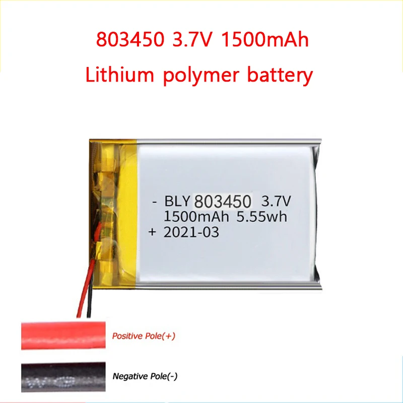 803450 3.7V 1500mAh Polymer Lithium Rechargeable Battery for GPS navigator  Bluetooth Headset Camera video game controller