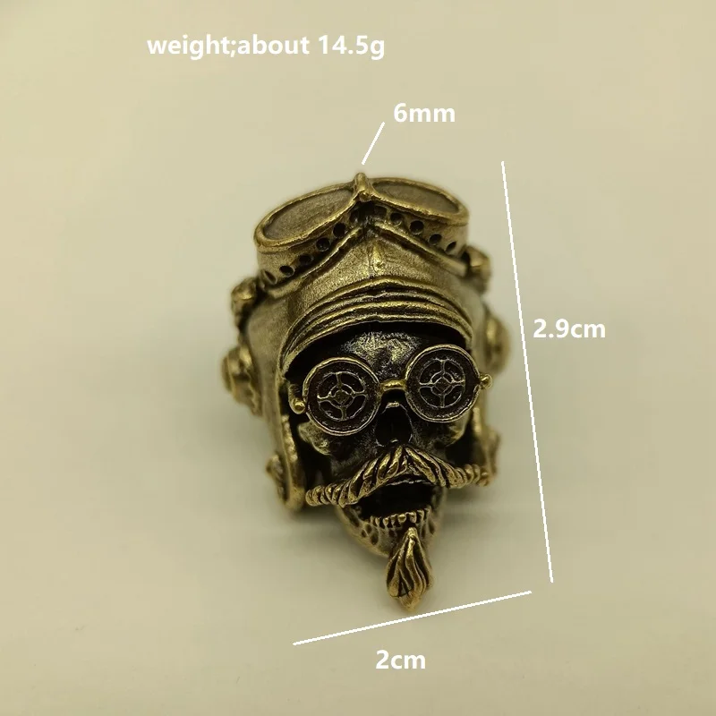 Pilot Helmet Skull Head Brass Knife Bead Outdoor EDC Umbrella Rope Pendant DIY Paracord Woven Bracelet Accessories Lanyard Charm