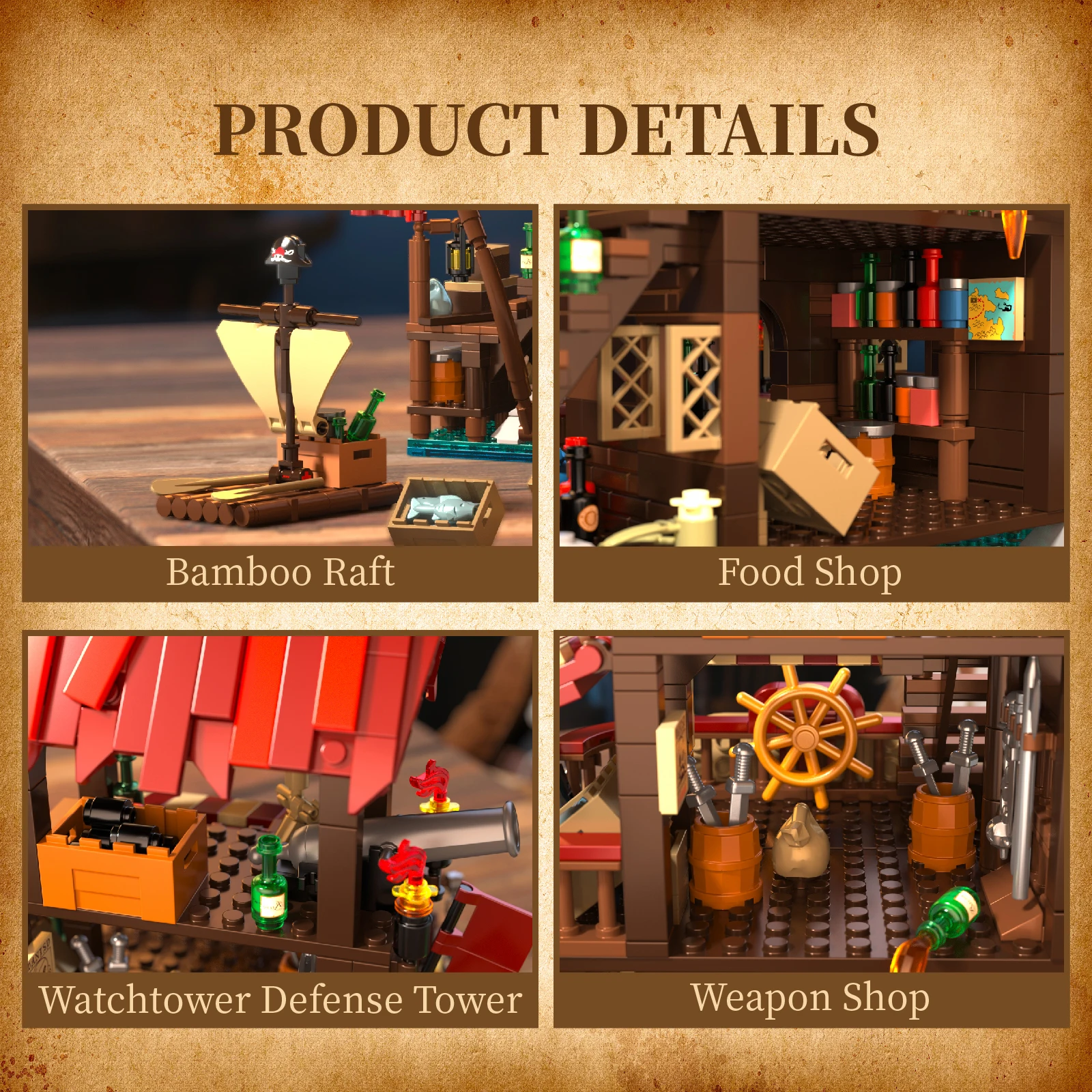 856 pezzi Mercato al mare Casa Building Blocks Modello Set Assemblaggio MOC Mattoni Ornamenti Kid Decorazione da tavolo fai da te Giocattoli