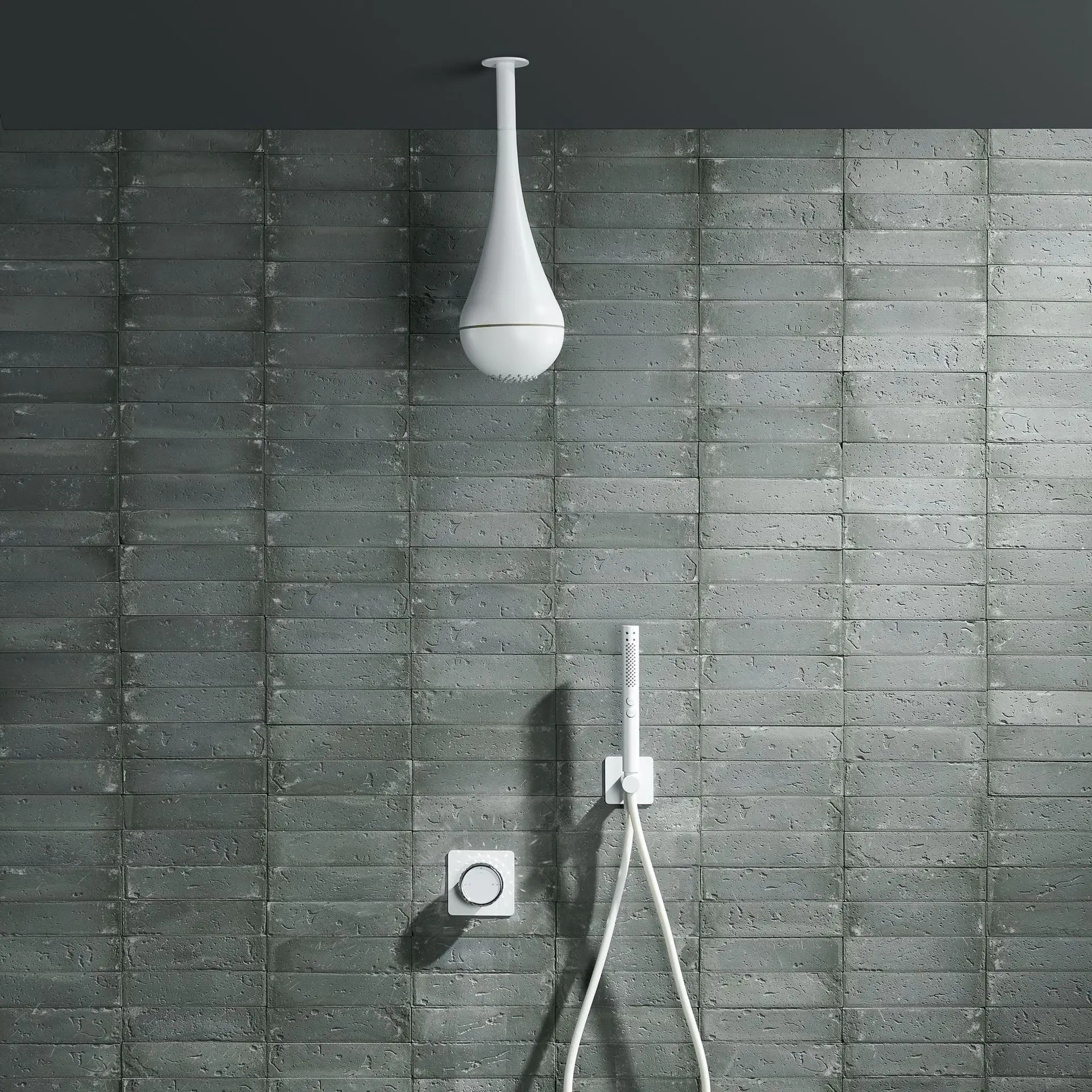 Wall Mounted Recessed Brass Shower Head with Water Drop Design Hot and Cold LED Shower Handheld Pressurized Spray for Apartment