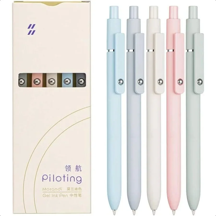 

5PCS Gel Pens Quick Dry Ink Pens Black Refill 0.5mm Fine Point Premium Retractable Ballpoint Pens Set