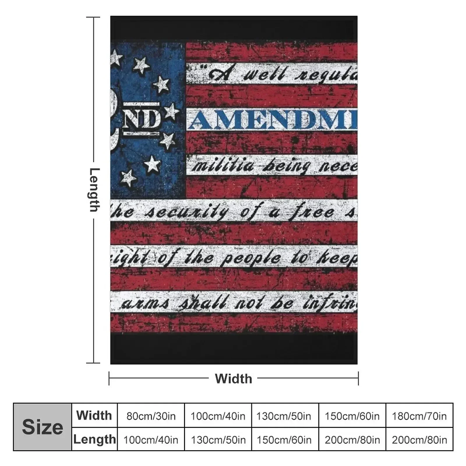 2nd Second Amendment Flag, 1791 Vintage American Flag Throw Blanket Luxury Moving Travel Blankets