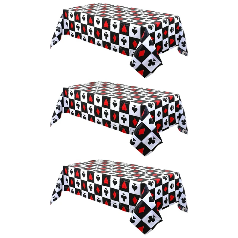 3 Piece Tablecloth Disposable Tablecloth Poker Casino Party Football Rugby 54 Inch X 108 Inch