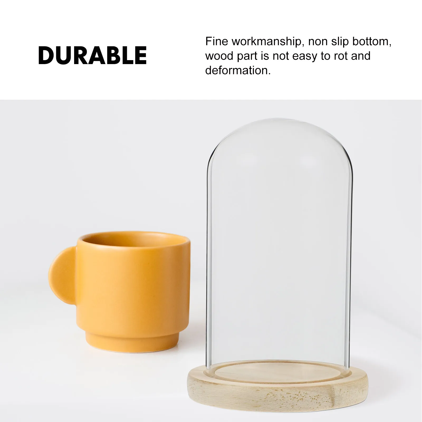 

Preserved Flower Glass Cover Wood Display Case Dustproof Decorative Shade Lightweight Portable Safe Storage Vase