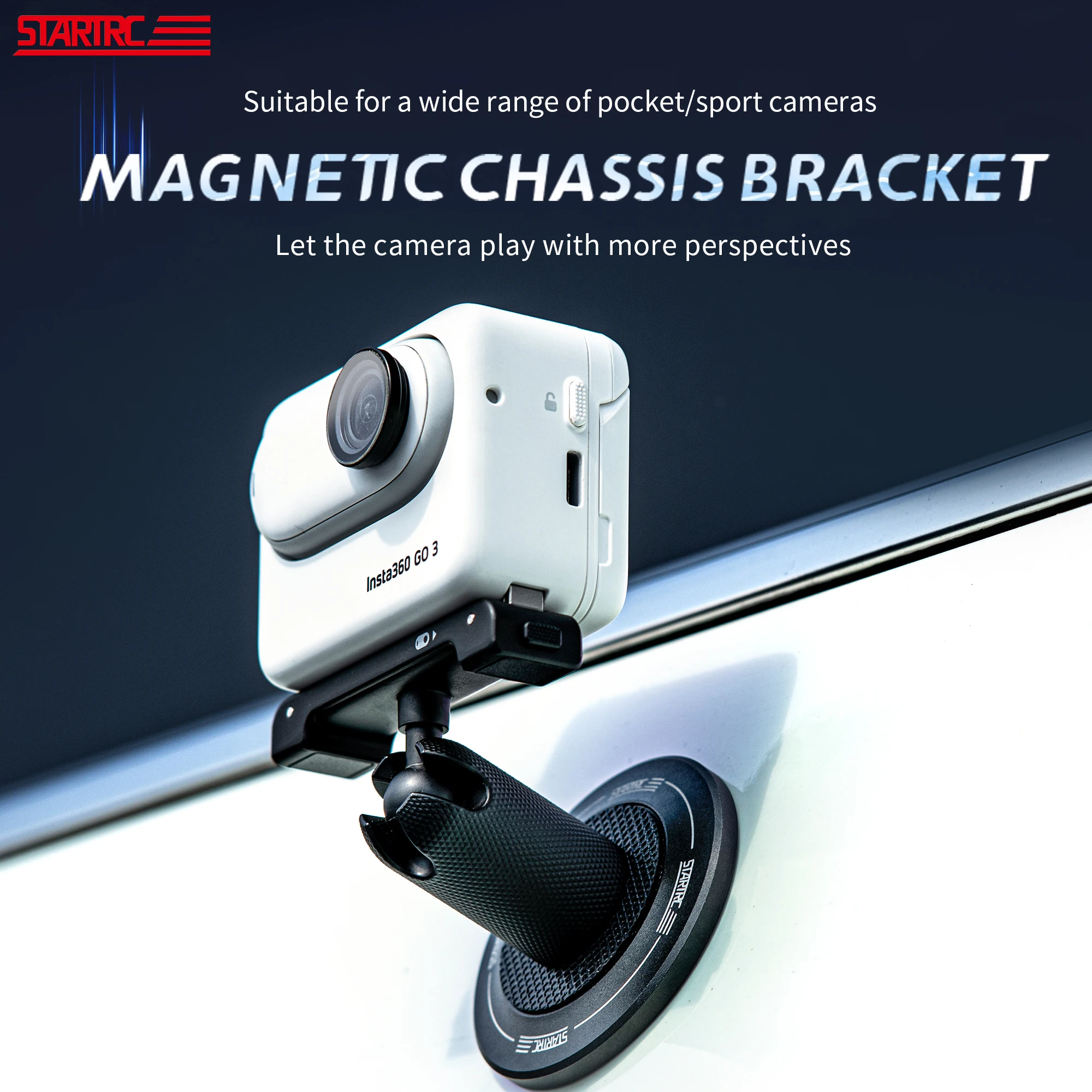 Sunnylife For DJI Osmo Pocket 4 Universal Magnetic Mount Bracket Suction Base For Insta360 X5/X4/Go 3/3S/OSMO Nano/360 Camera