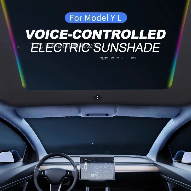 

Электрический солнцезащитный козырек с голосовым управлением для Tesla Model Y, управление одним касанием, подсветка, теплоизоляция