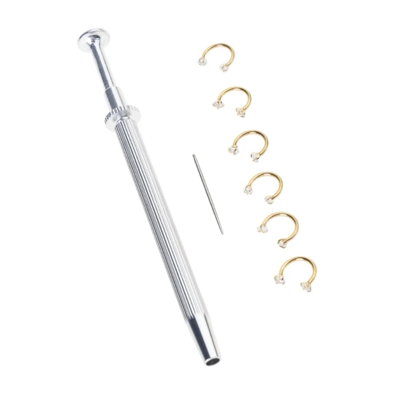 Stainless Steel Rings with Glittering and Essential Piercing Tool for Daily