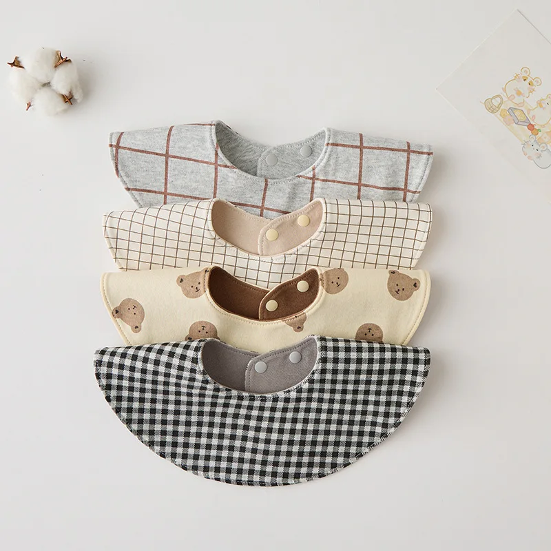 New Cotton Double-sided Wearing Round Baby Feeding Drool Bib Infants Print Saliva Towel Soft Patchwork Burp Cloth For Kids Bibs