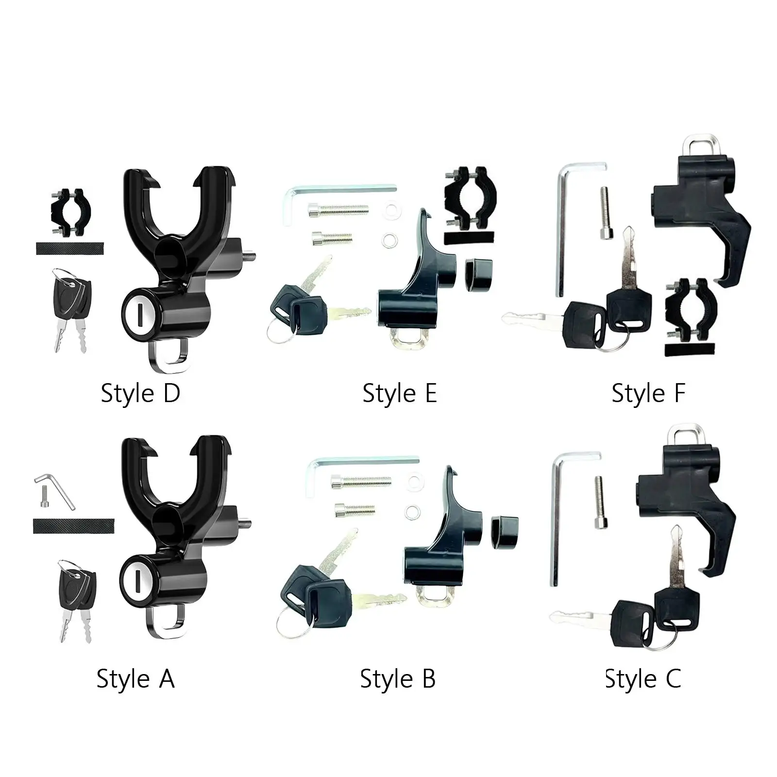 Motorcycle Helmet Lock Storage Hook Premium Spare Parts Heavy Duty Black with 2 Keys Fits Electric Vehicles Bicycles Anti Theft