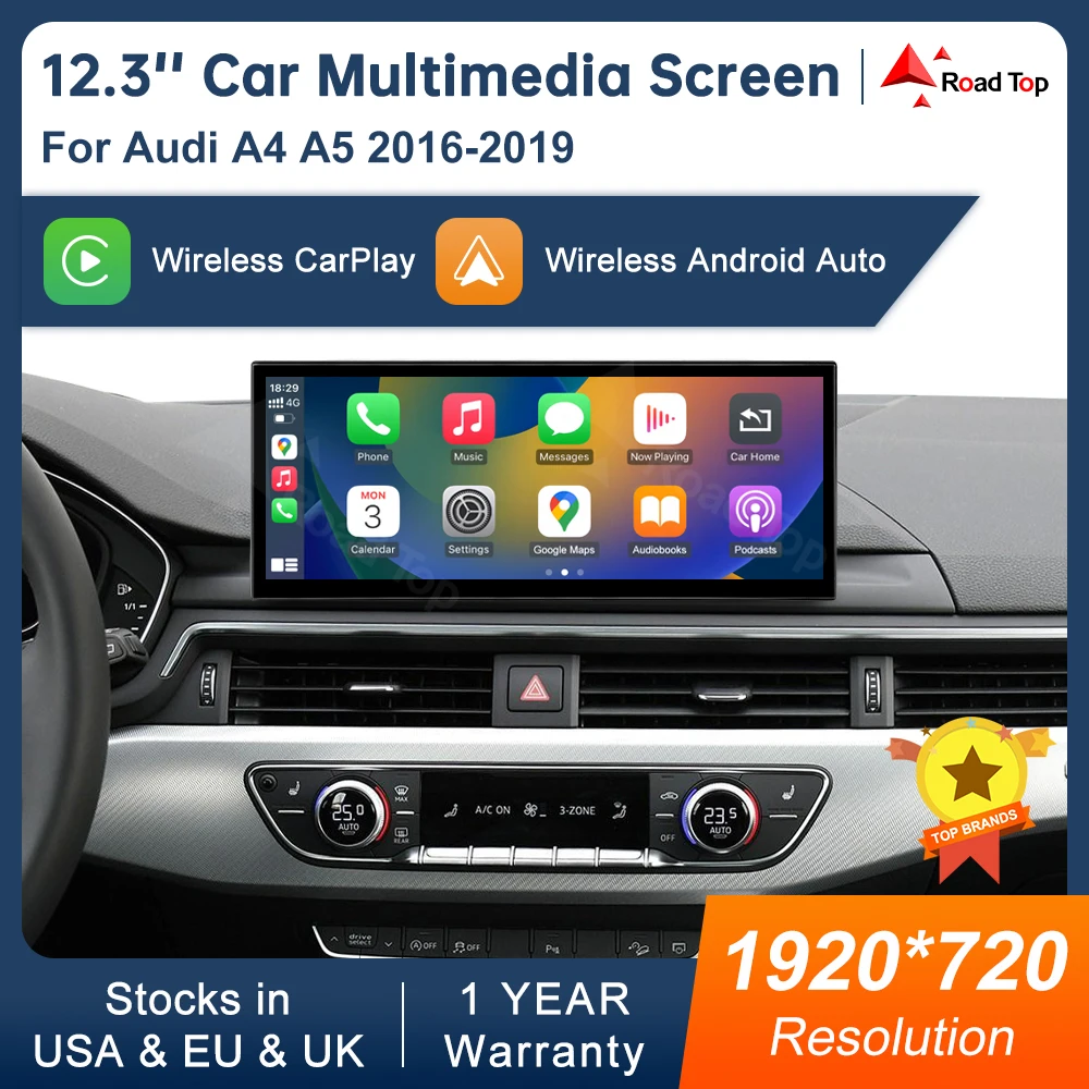 12.3inch Multimedia Display Touch Screen For Audi A4 S4 A5 S5 2014-2019 Airplay…