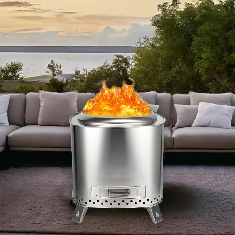 38Cm Outdoor Square Bonfire Stove Heating Smokeless Stove Courtyard 304