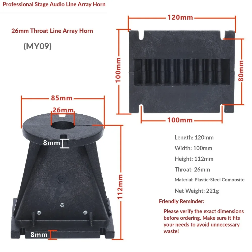 1Pcs Plastic Tweeter Horn Wave Guide Wide Coverage Angle Black DJ Speaker Tweeter Horn Throat Line Array Speaker Accessory