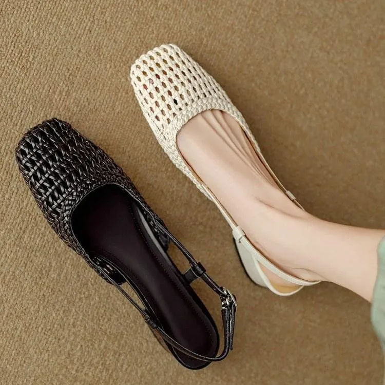 New fashionable breathable hollowed-out bag head sandals women's thick heel back hollow woven with skirt sandals