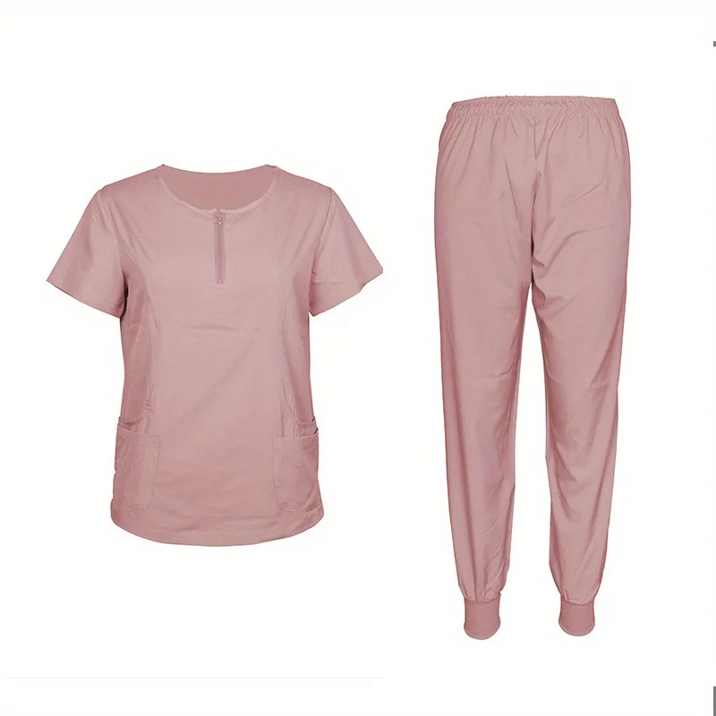 Vêtements de travail pour infirmières, ensemble fendu élastique à manches courtes à séchage rapide pour Salon de beauté d'hôpital, vêtements de travail d'été pour infirmières, ensemble de gommage