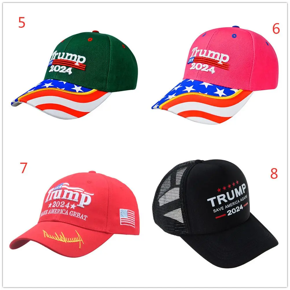 Trump 2024 US Flag Baseball Cap Trump Cotton Sunscreen Hats Adjustable Trump Supporters Cap