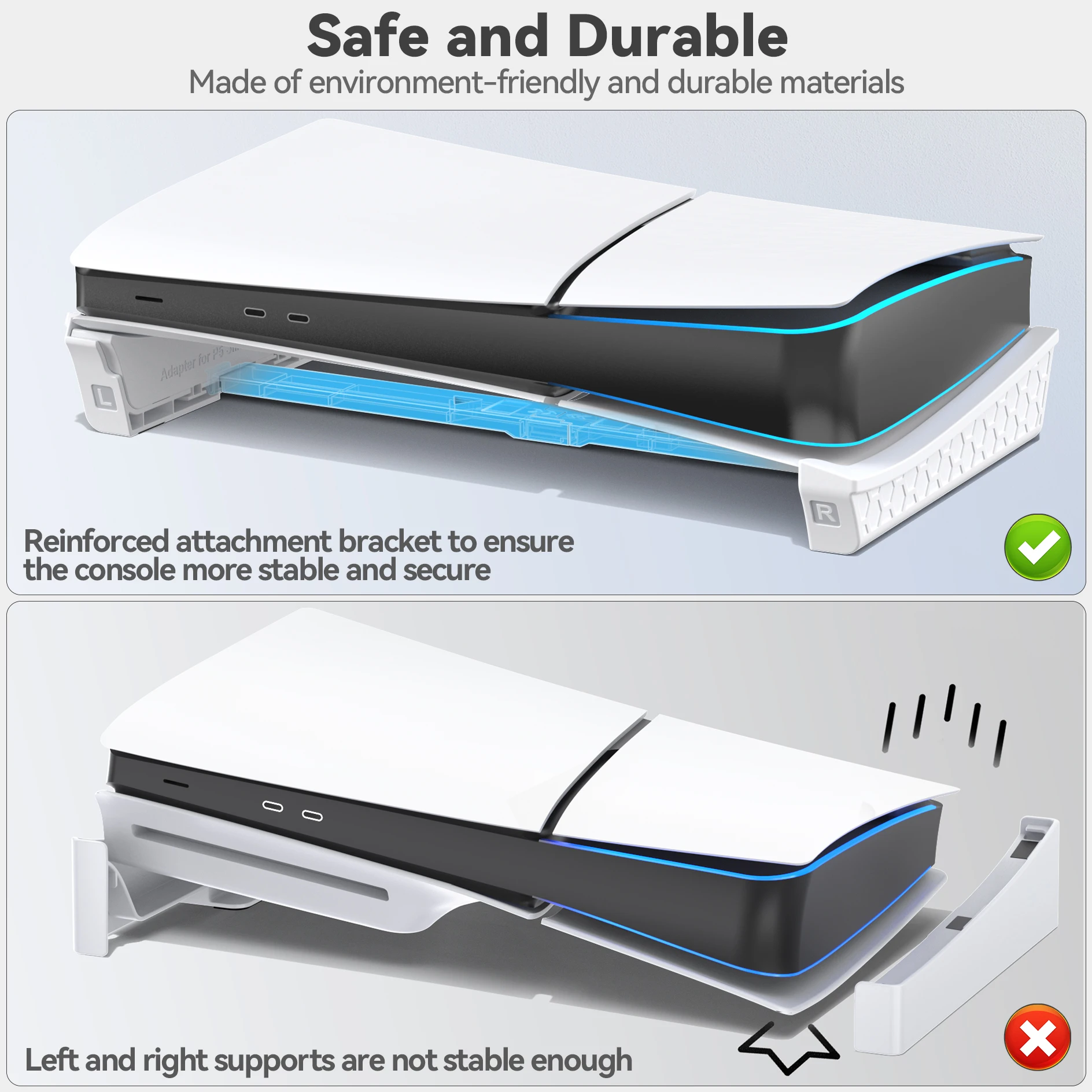 For PS5 Slim Horizontal Stand Dock Station with Fixed Screw Compatible With PS5 Slim Disc & Digital Edition Holder for PS5 Slim