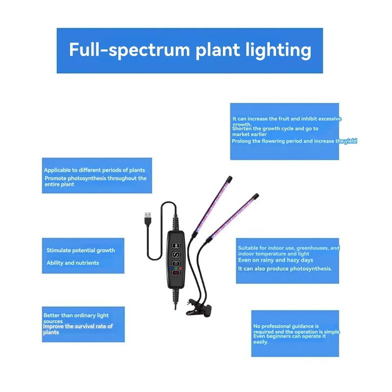 Fresh USB LED Plant Grow Light Indoor Garden Dimmable Levels Grow Light Full Spectrum Timer Setting Hydroponic Greenhouse