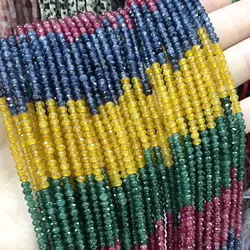 2*3MM Natural Stone Faceted  Rondelle Chalcedony Jades Round Spacer Beads For Jewelry Making Diy Necklace Bracelet Accessories