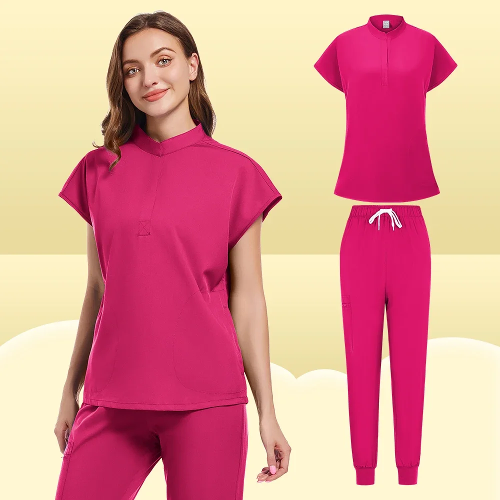 Set di abbigliamento da lavoro manica corta infermiera ospedaliera dentista orale sala operatoria uniforme farmacia estetista può essere personalizzato multicolore