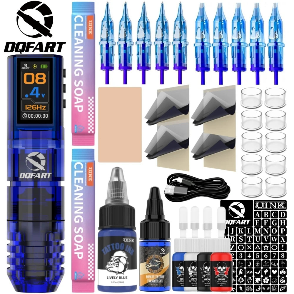 DQFART P3 Electric Wireless Tattoo Machine Kit Body Art Creative Designs Beginner Tattoo Artists Supplies Tattoo Ink Needles