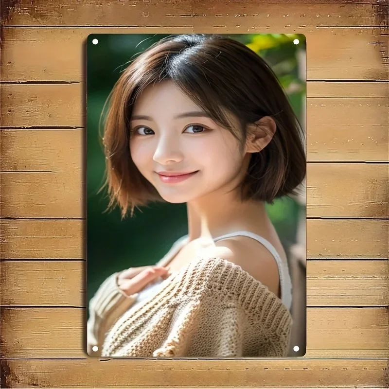 

Korean-Style Metal Sign Plate With Female Face Artwork - Cute Poster For Home, Cafe & Bar Wall Decor - Iron Korean Wave Decorati