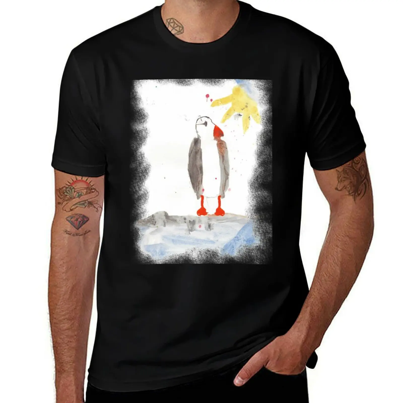 PARQUET DIVER AQUARELL - PUFFIN WATERCOLOR T-Shirt designer shirts plus sizes mens graphic t-shirts big and tall