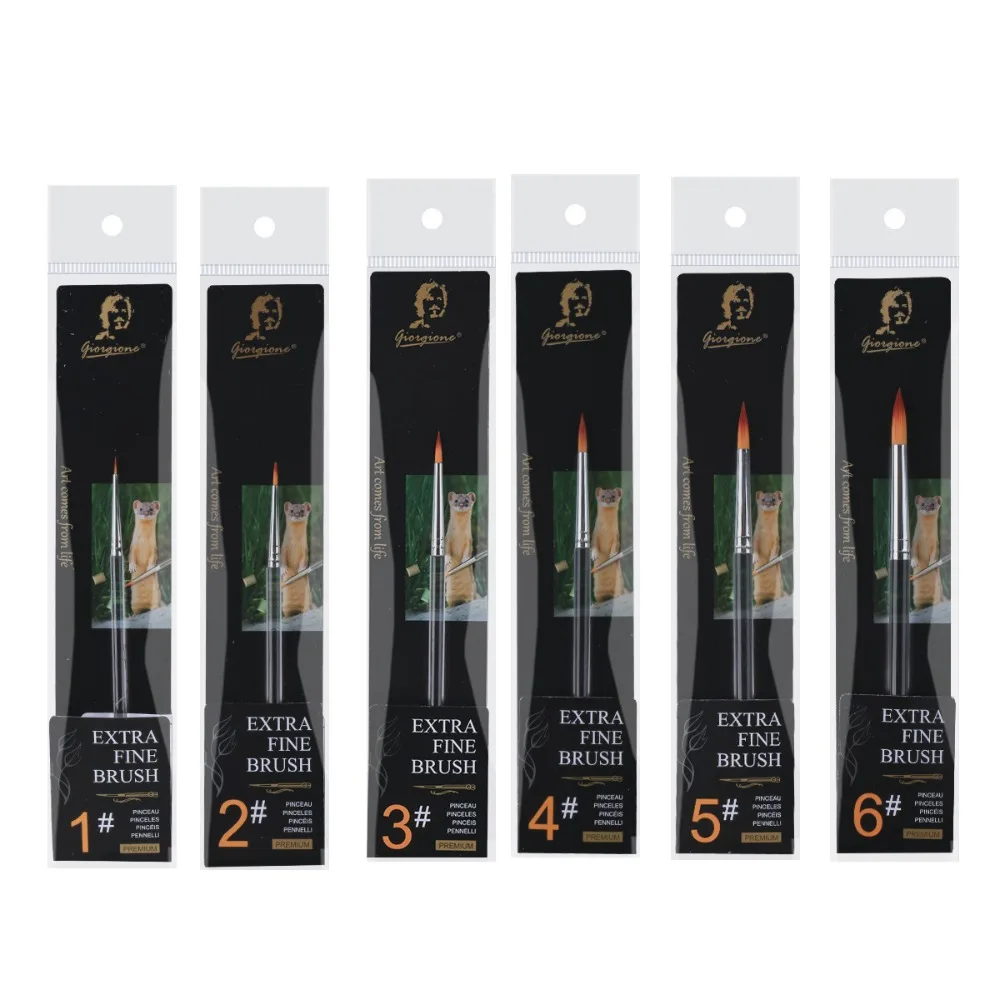 

6pcs Soft Hair Painting Brush Set Different Shape Transparent Handle Watercolor Drawing Brushes Smooth Strokes Wooden Handle