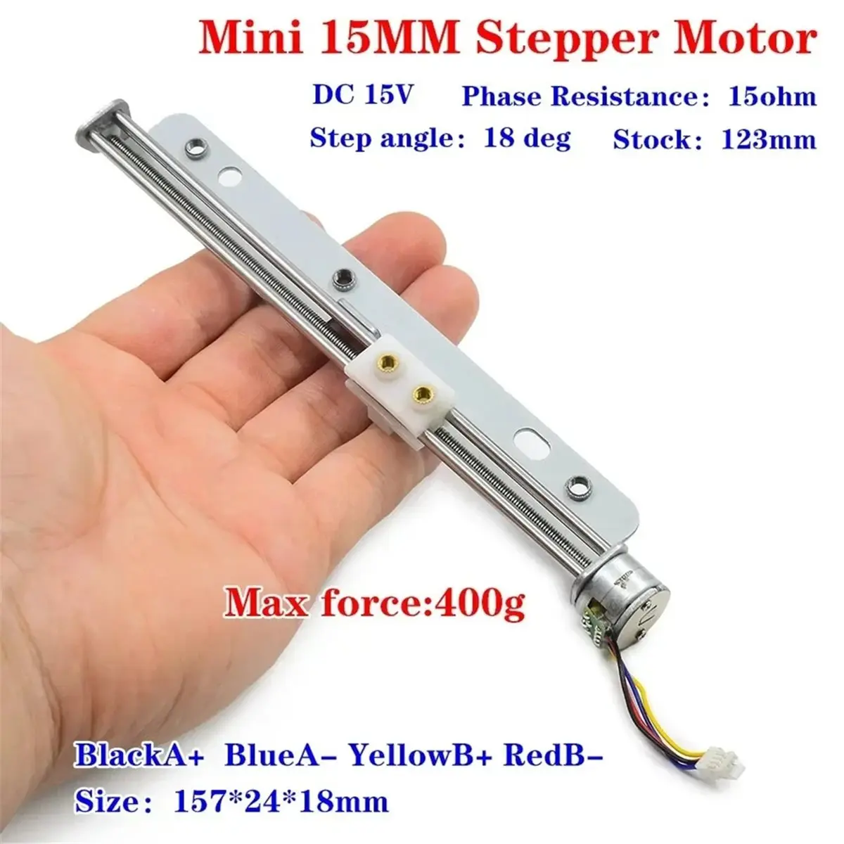 2026 New DC 15V Micro 2-Phase 4-Wire Linear Stepper Stepping Motor with Nut 123mm Long Slide Stroke 15 Ohms for 3D Printer