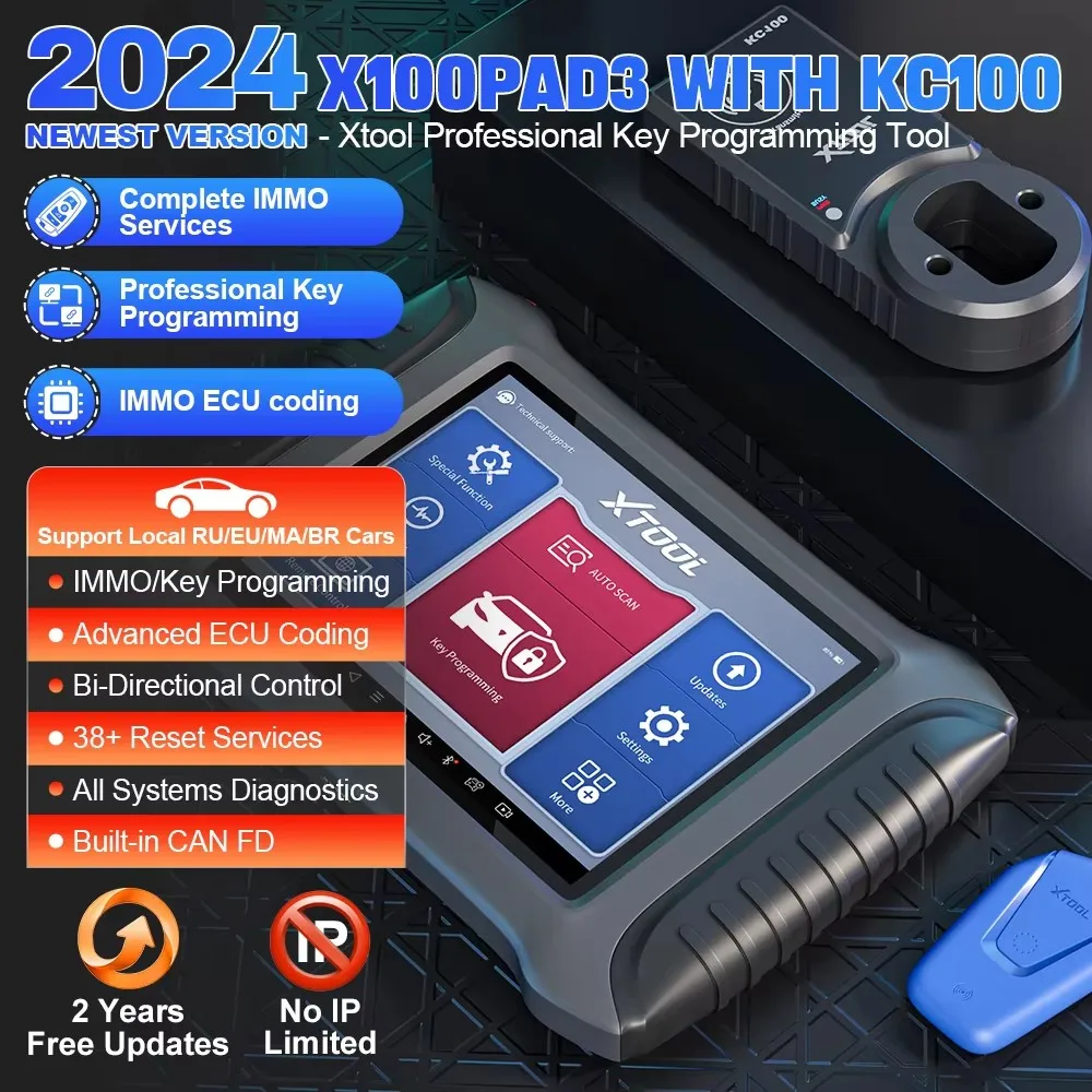 XTOOL X100PAD3 Auto Key Programmer Tool CAN FD ECU Coding Active Test 38 Reset Car Diagnostic Tool All System 2-Year Free Update