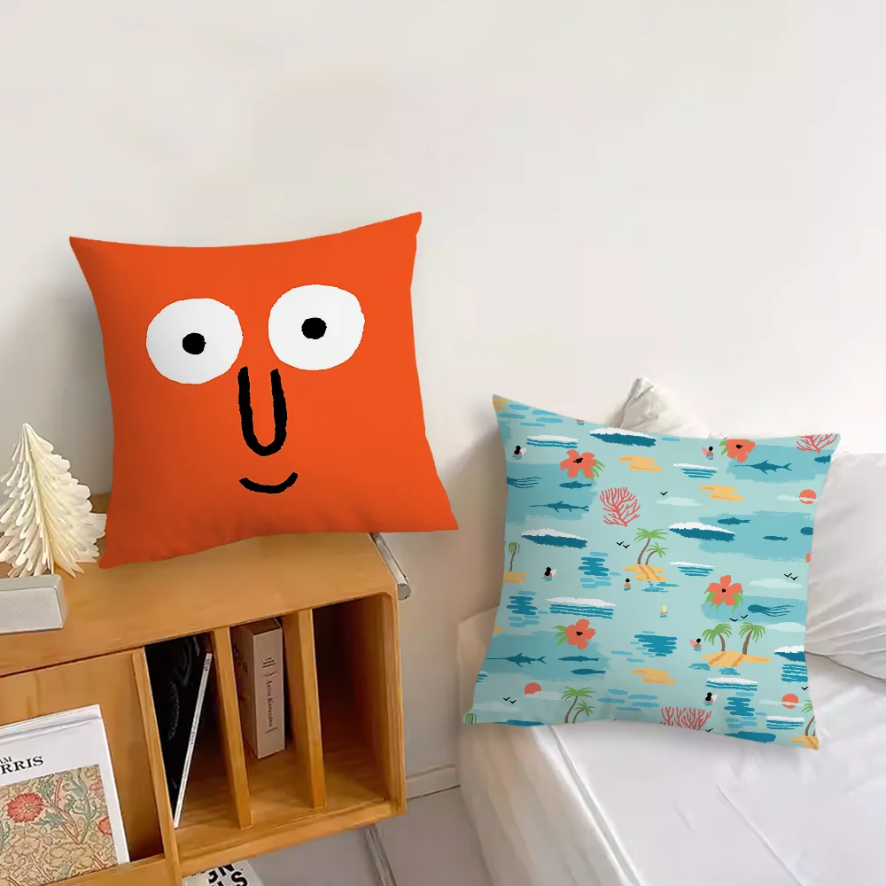 Funny Aesthetic Art Jean Jullien Pillow Case Sofa Living Room Bedroom Headboard Backrest Cushion Square Cushion Nap Time