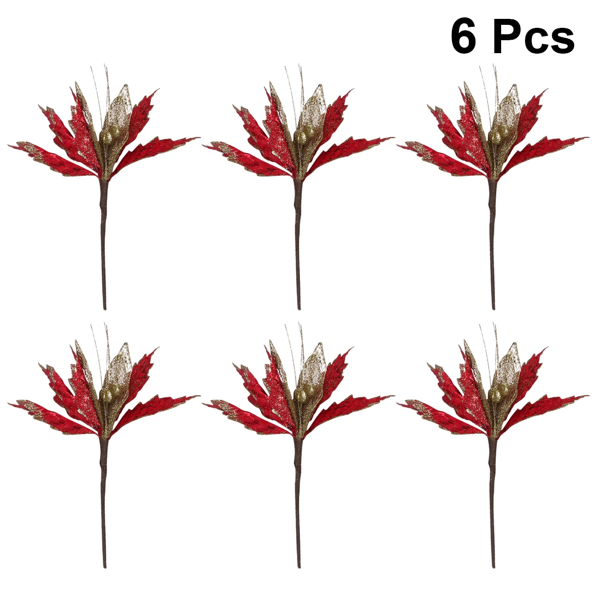 

6 Pcs Christmas Flower Decorations Party Holiday Tree Ornaments Centerpieces Decorate Red