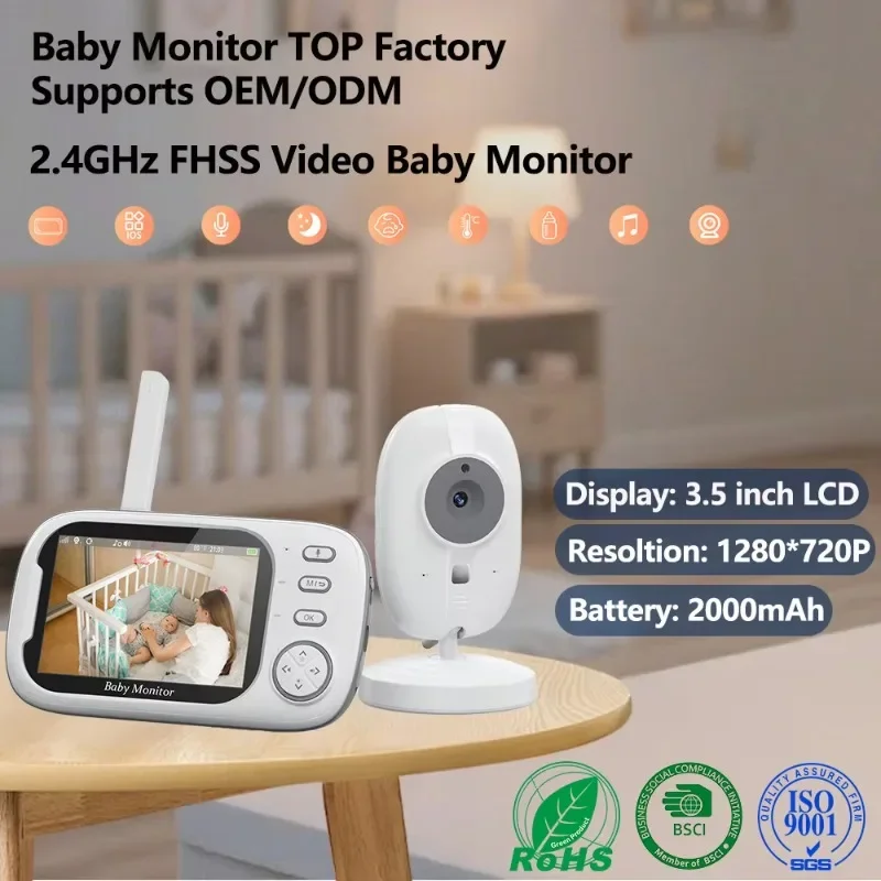 High definition 3.5 inch screen temperature with cry detection two-way call 2.4G wireless baby phone camera