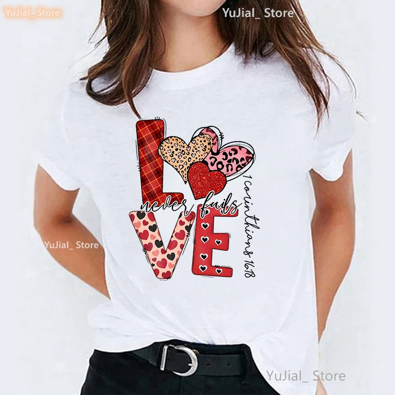 Leopard Love Never Fails Graphic Printed T Shirt Girls Summer Fashion Tops Tee Shirt Femme Harajuku Shirt White Casual T-Shirt image 2
