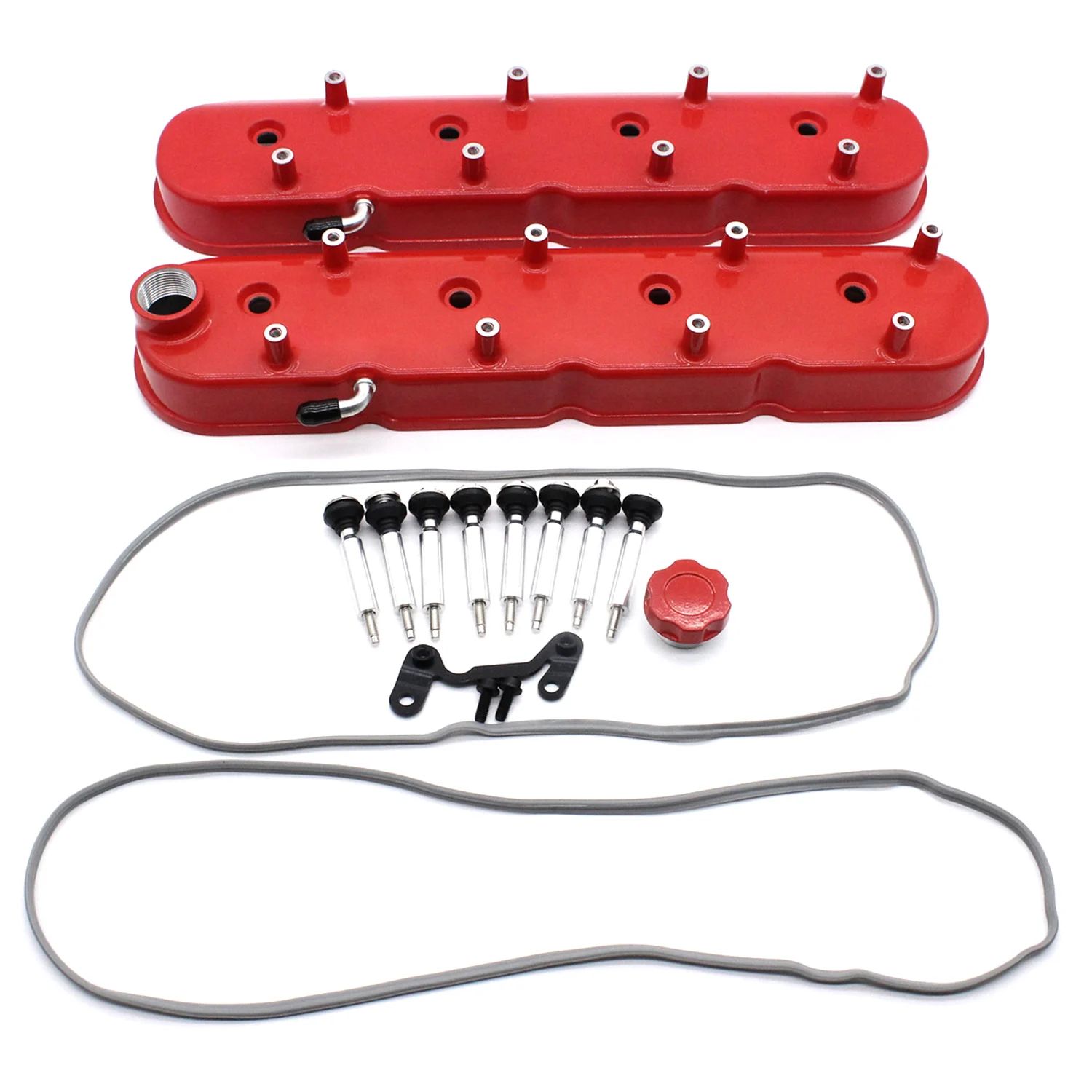 2 stücke Neue Aluminium Glanz Rot Hohe LS Ventil Abdeckungen Für Chevy LS1 LS2 LS3 LS6 Auto Teile