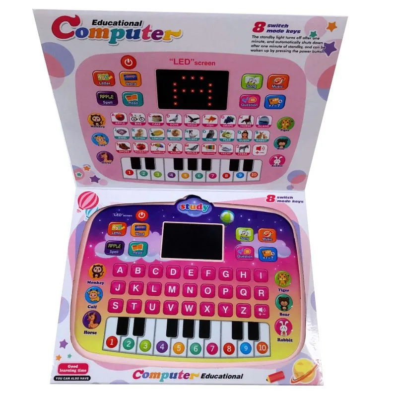 Kinder Früherziehung Lernmaschine Lernen Buchstaben Wörter Tablet Spielzeug mit interaktivem LED-Bildschirm Sound Mädchen Jungen Computer Geschenke