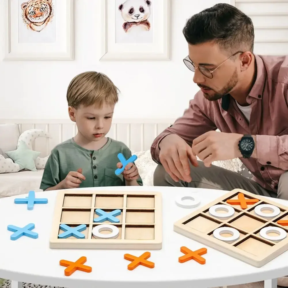 

1 шт. деревянная настольная игра Tic Tac Toe 9 "x 9" настольная игрушка для детей подарки семейные игры украшение стола настольная игра