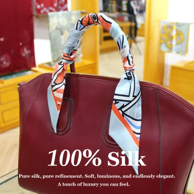 

100% Silk Narrow Elongated Strip Waist Sash Belt 120x5.5cm Tie Bow Ribbon Wedding Bridal Dress Headband Binding Bag Decorative