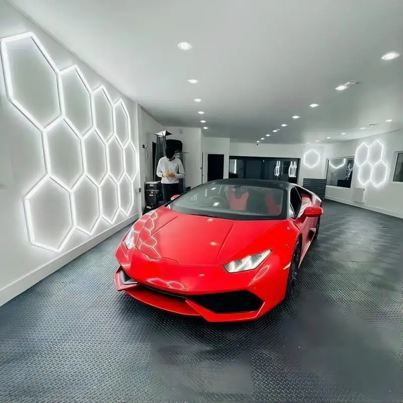 High Lightness Garage Hexagon Led Ceiling Light Car Workshop Honeycomb Lights