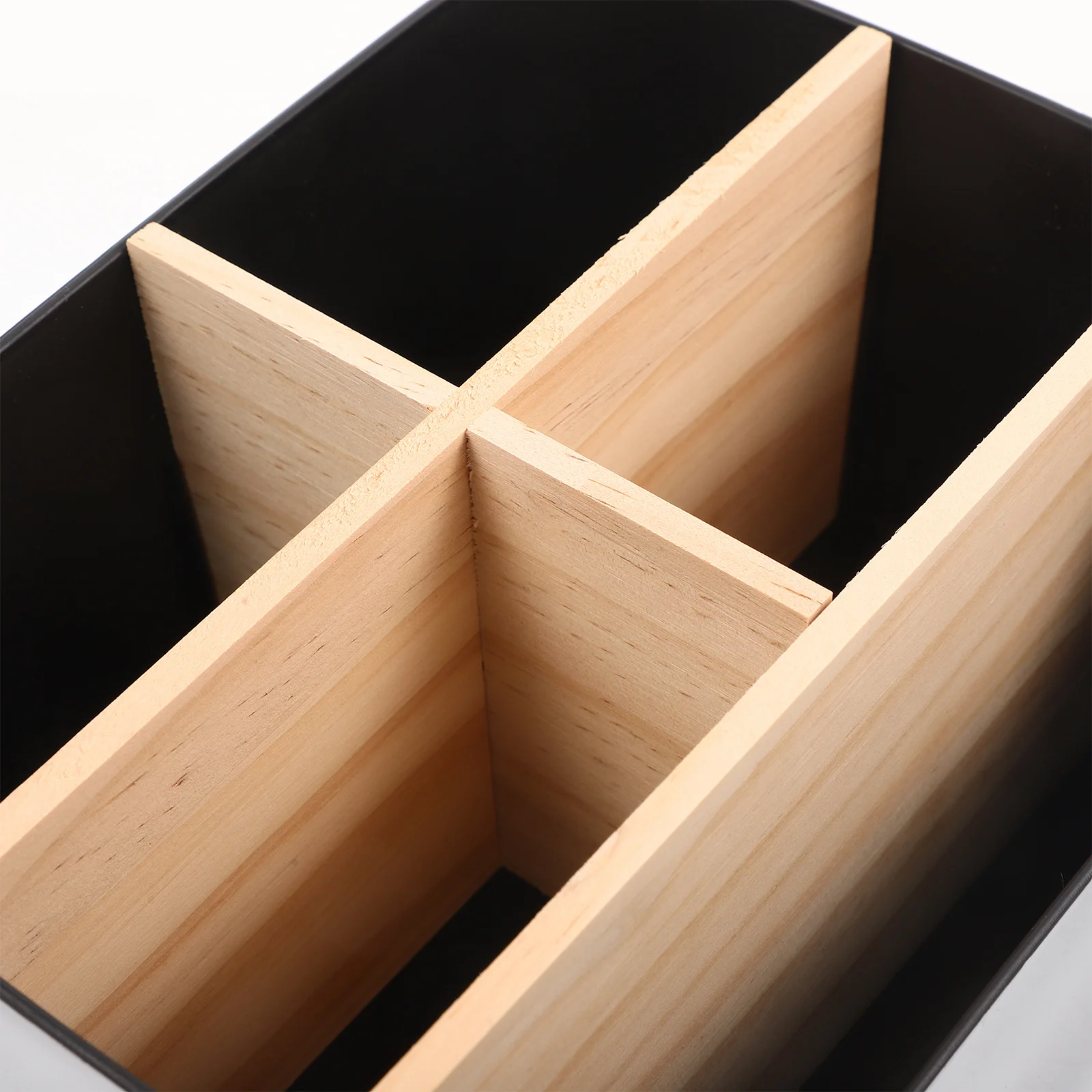 Bamboo Wood Makeup Organizer Box Small Storage Case for Countertop Desktop Skincare Organizer with Multi-Grid Design