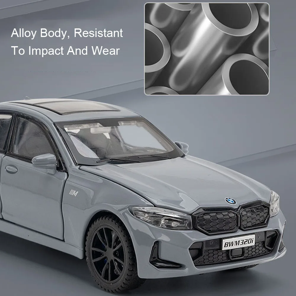 1:32 M4 320I Simulation Auto Modell Spielzeug Metall Diecast Türen Geöffnet Sound Licht Zurückziehen Gummi Reifen Ornament Fahrzeuge für Kinder – Detail 11