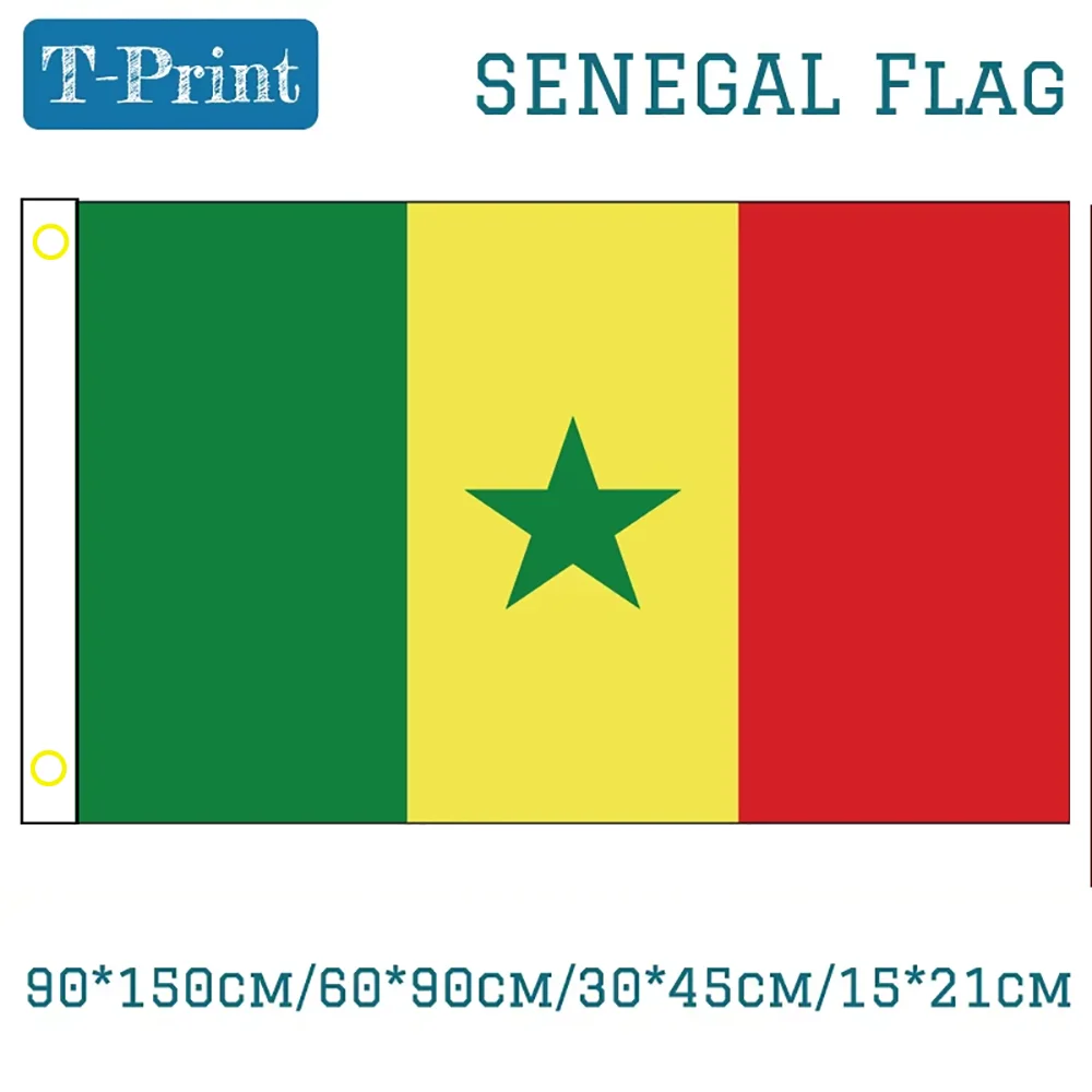 Senegal National Flag 90*150cm/60*90cm/30*45cm/15*21cm For National Day Celebration