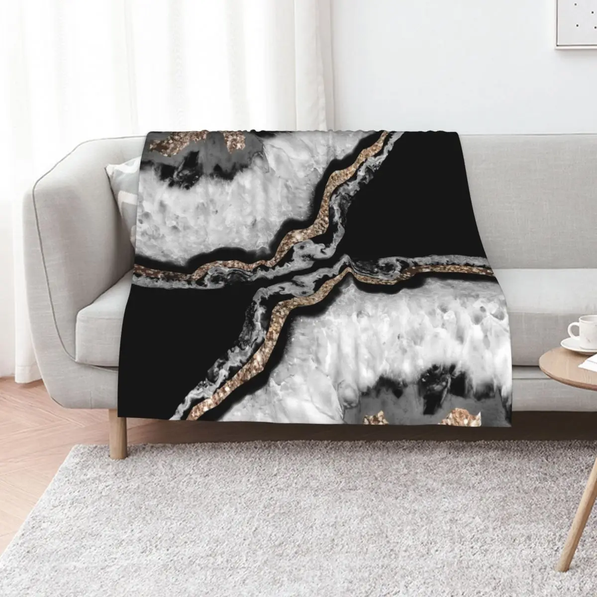 Yin Yang Agate Glitter Glam #8 (Faux Glitter) #gem #decor #art Throw Blanket Decorative Sofa Luxury Throw Soft Blankets